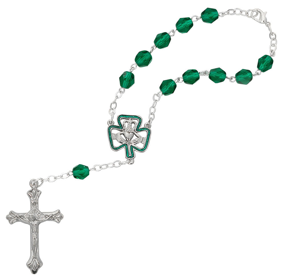 7mm Irish Claddagh Auto Rosary