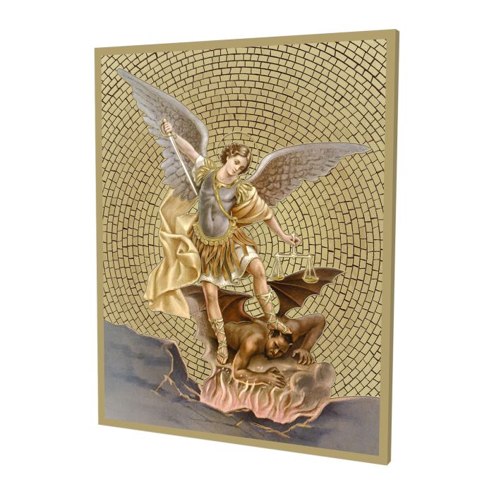 8" x 10" Gold Foil Mosaic Plaque of Saint Michael the Archangel