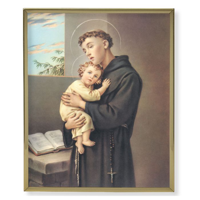 8" x 10" Gold Plaque Frame with a Saint Anthony Print