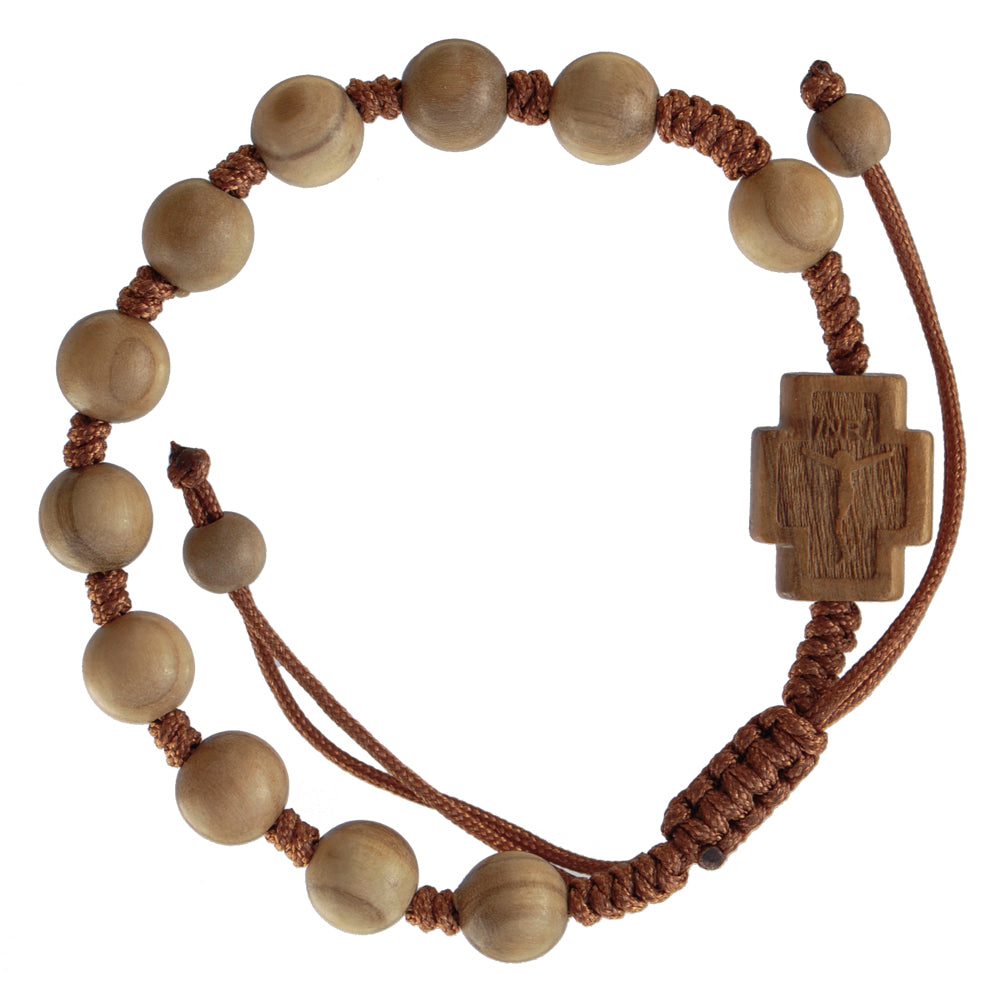 Adjustable Olive Wood Rosary Bracelet