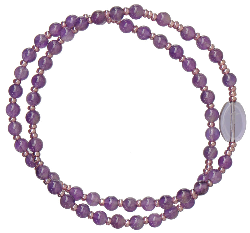 Genuine Amethyst Twist Rosary Bracelet