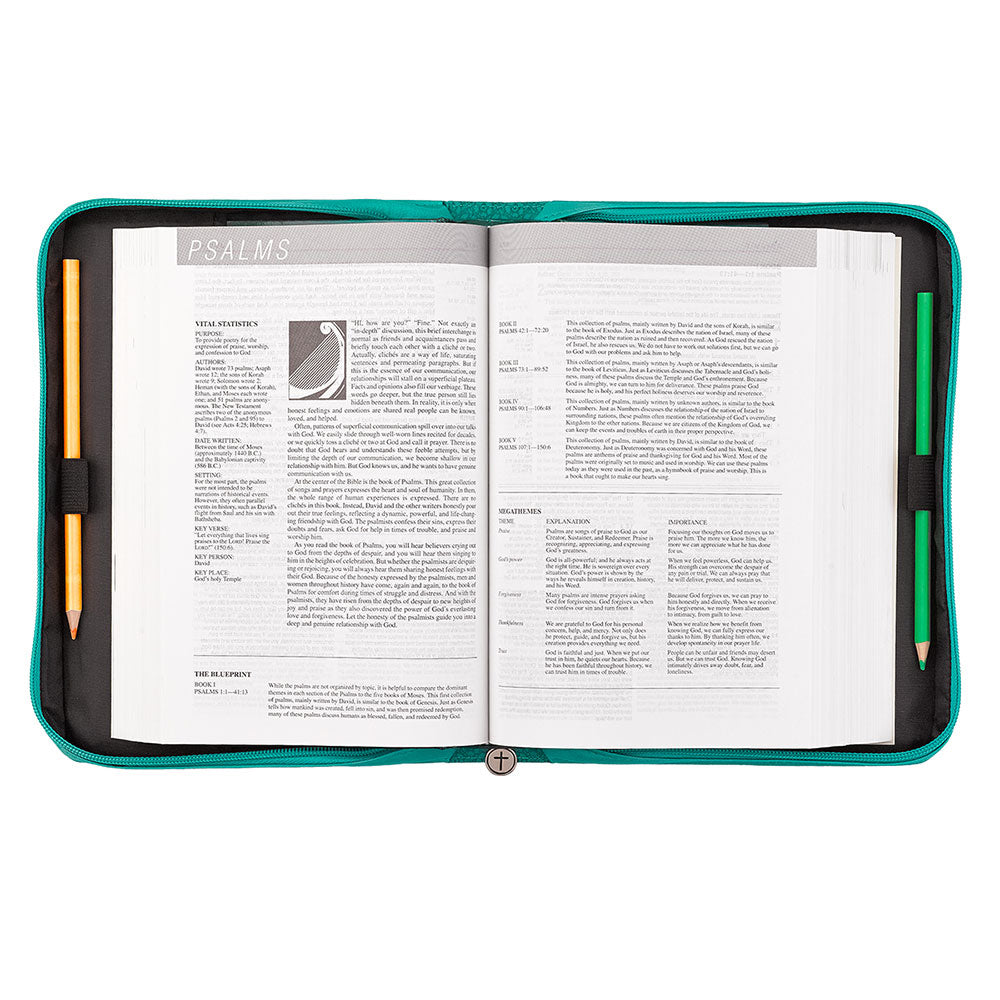 Grace Butterfly Blessings Teal Faux Leather Fashion Bible Cover - Ephesians 2:8