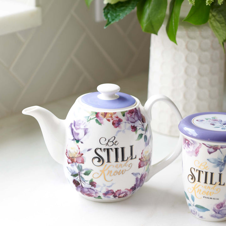 Be Still and Know Purple Teapot - Psalm 46:10