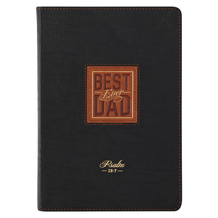 Best Dad Ever Brown Faux Leather Classic Journal - Psalm 28:7