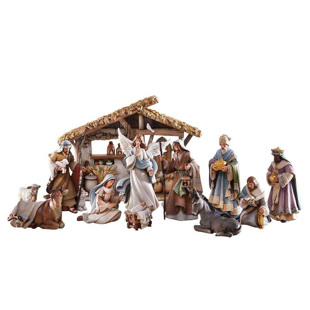 12 Piece Bethlehem Nights Nativity Set with Creche