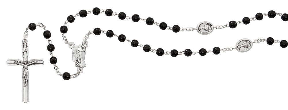 Black Glass First Communion Rosary