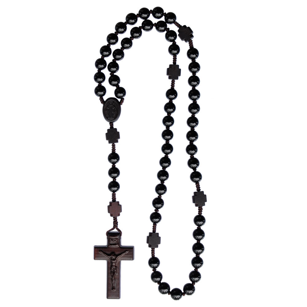 8mm Jujube Wood Genuine Black Onyx Rosary