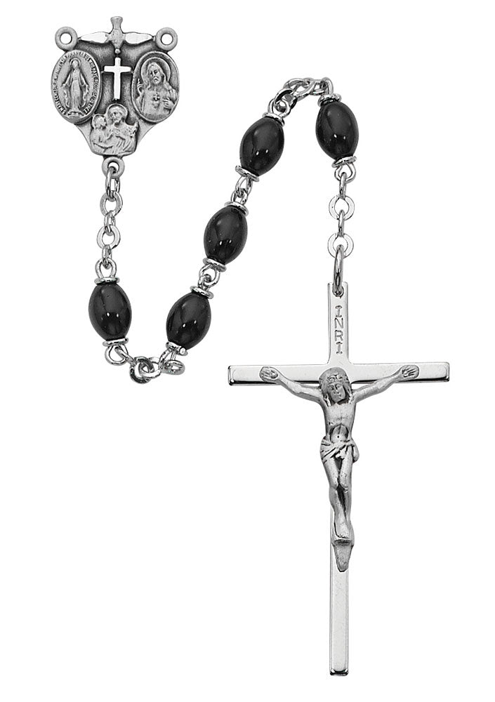 Black Oval Glass Rosary