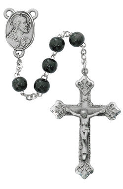 Black Wood Pewter Rosary