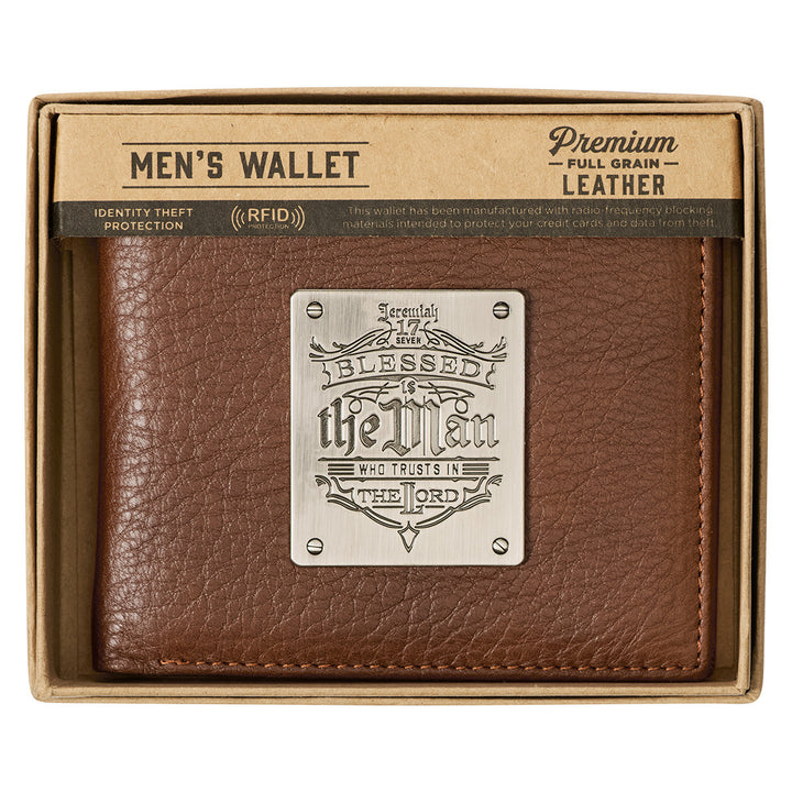 Blessed Is The Man Timber Spice Brown Genuine Leather Wallet - Jeremiah 17:7