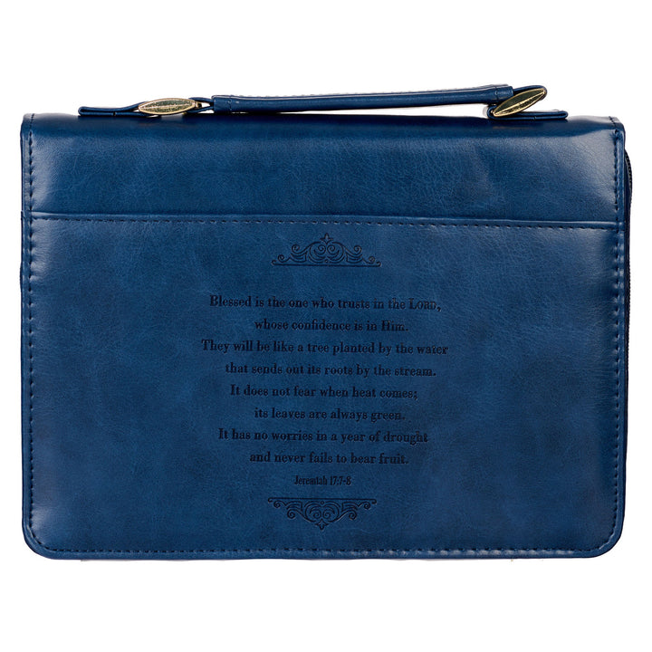 Blessed Is The One Nautical Navy Faux Leather Classic Bible Cover - Jeremiah 17:7