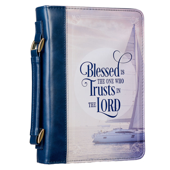 Blessed Is The One Nautical Navy Faux Leather Classic Bible Cover - Jeremiah 17:7