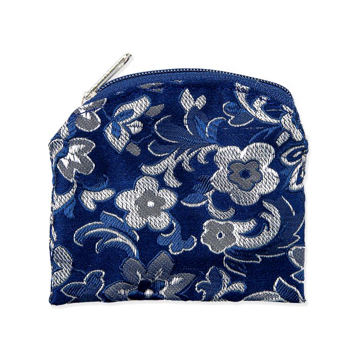 Blue and Silver Brocade Rosary Pouch