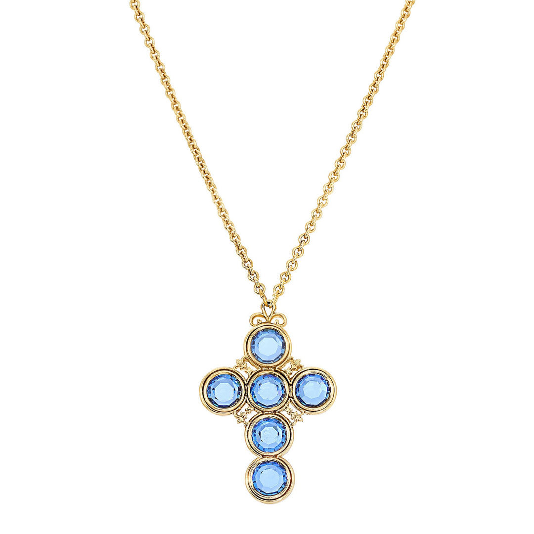 Blue Channel Cross Pendant Necklace