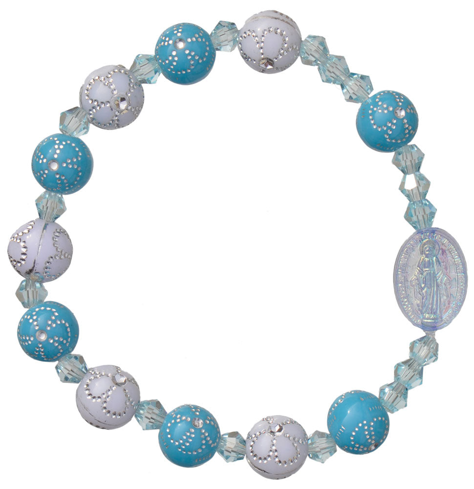 Blue Flower Acrylic Children’s Rosary Bracelet