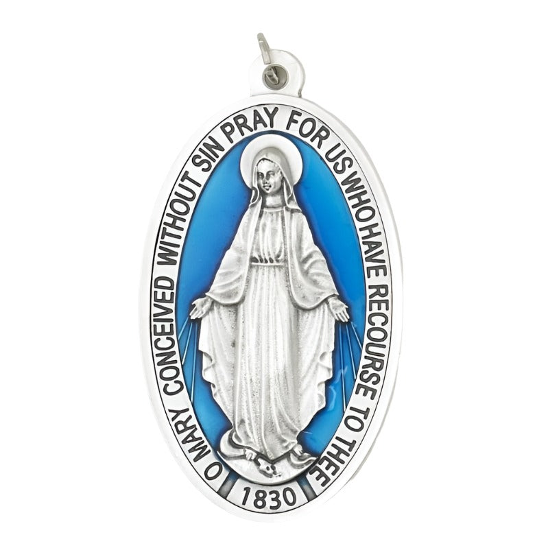 3.5" Blue Enamel Miraculous Medal