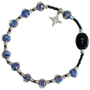 Blue Murano Glass Rosary Bracelet