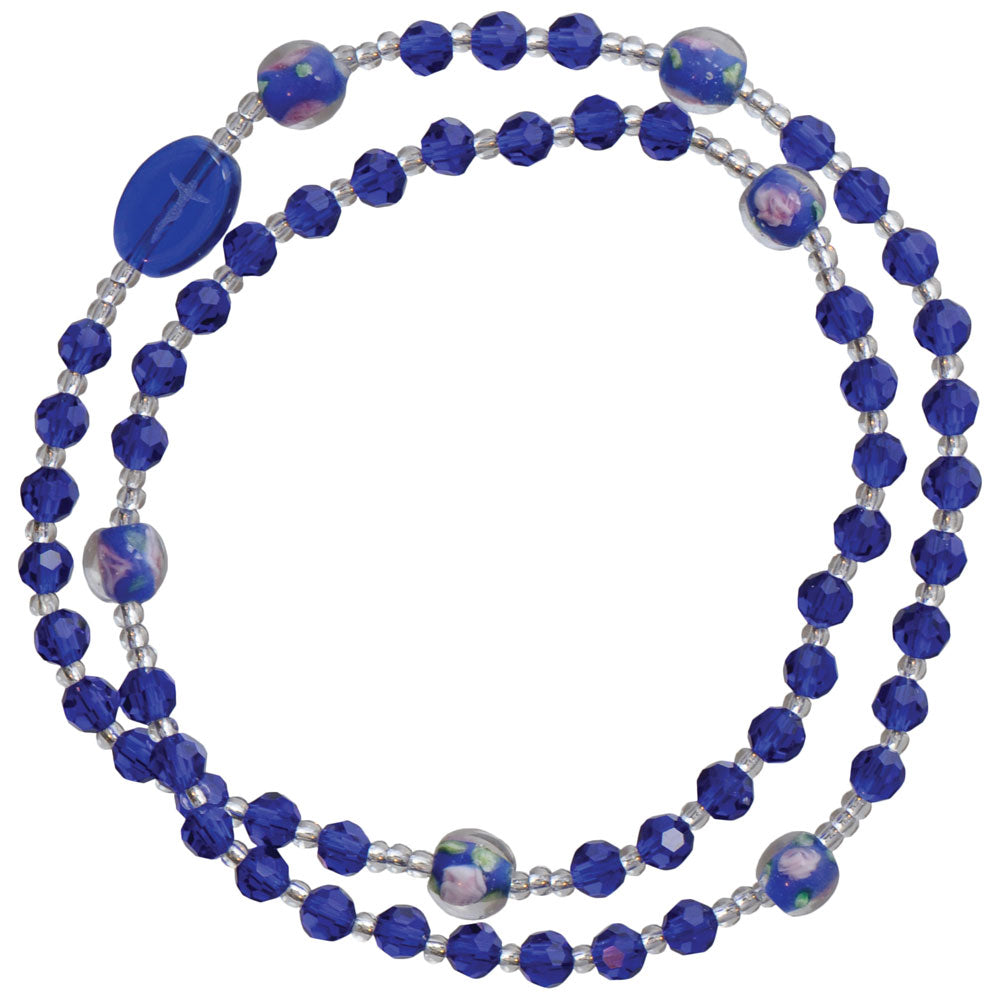 Genuine Blue Crystal Twist Rosary Bracelet