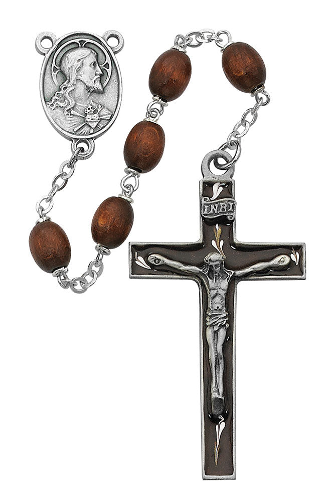 Brown Wood Scapular Rosary