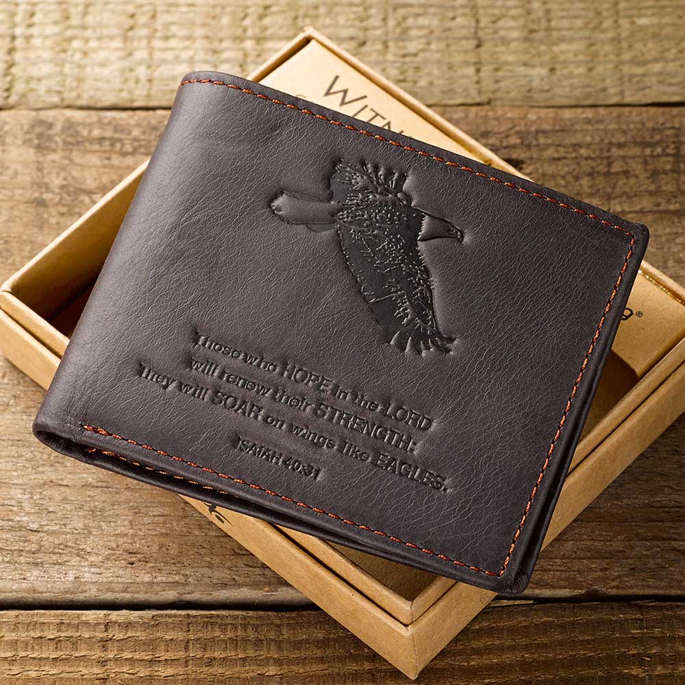 Brown Leather Wallet with Eagle