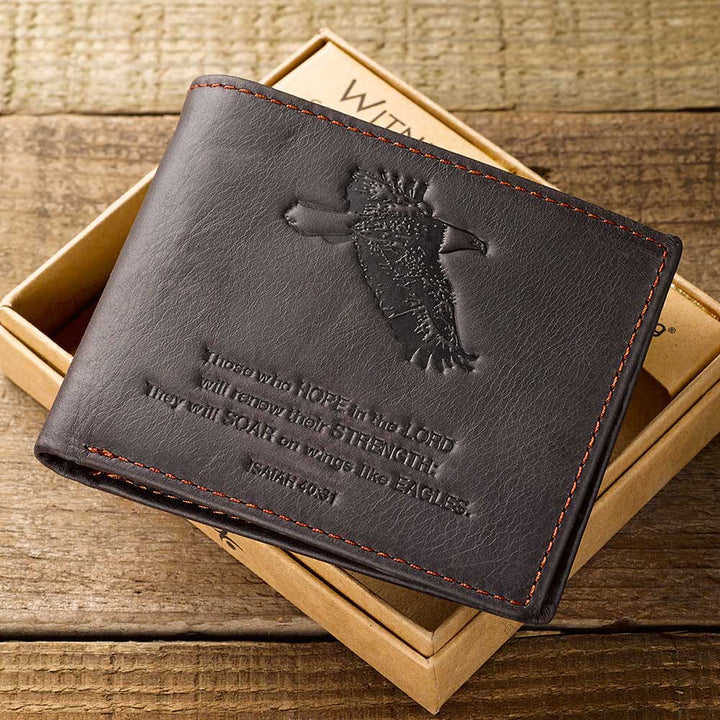 Brown Leather Wallet with Eagle
