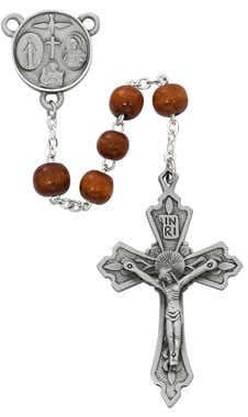 Brown Wood Round Rosary