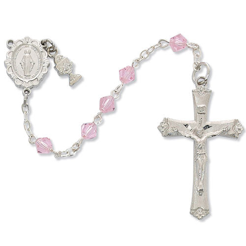 Pink Tin Cut First Communion Rosary