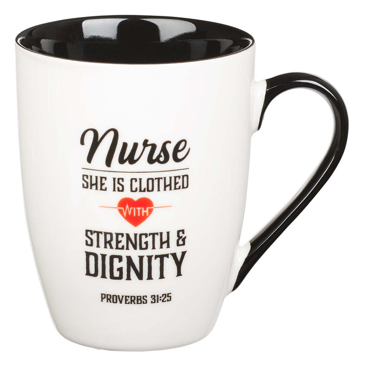 Strength & Dignity Nurse Ceramic Coffee Mug - Proverbs 31:25