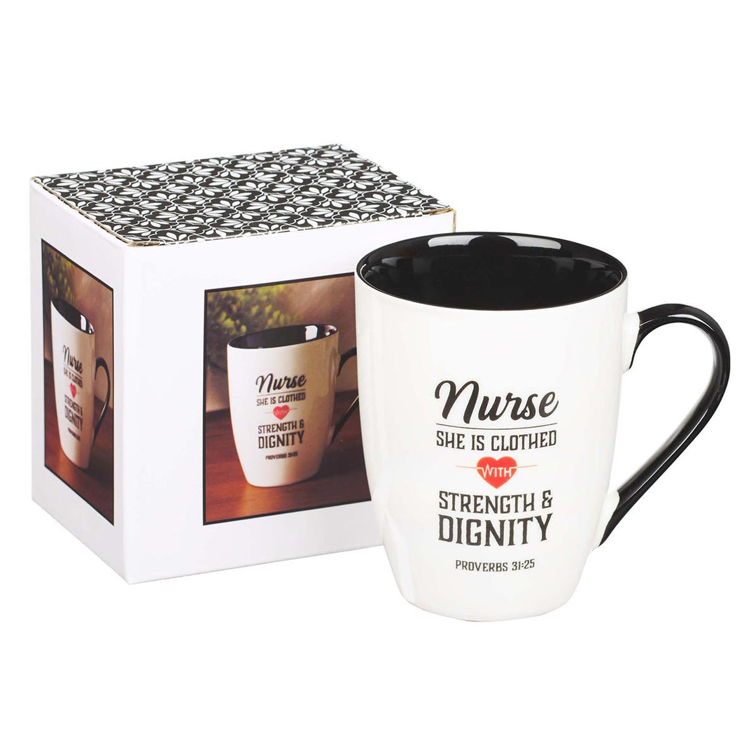 Strength & Dignity Nurse Ceramic Coffee Mug - Proverbs 31:25