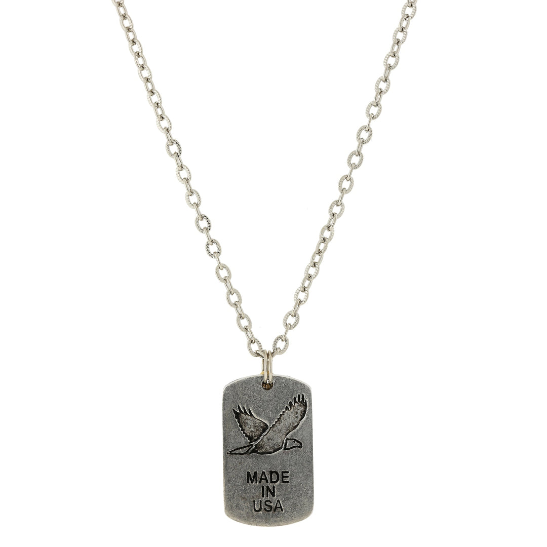 Cross Charm and American Flag Dog Tag Pendant Necklace