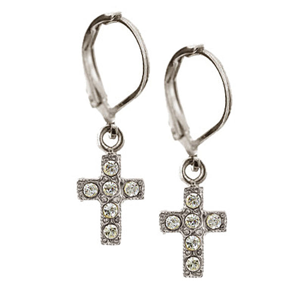 Crystal Aurora Borealis Cross Drop Earrings