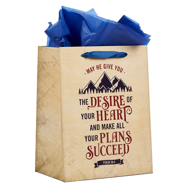 Desires of Your Heart Large Portrait Gift Bag with Card Set - Psalm 20:4