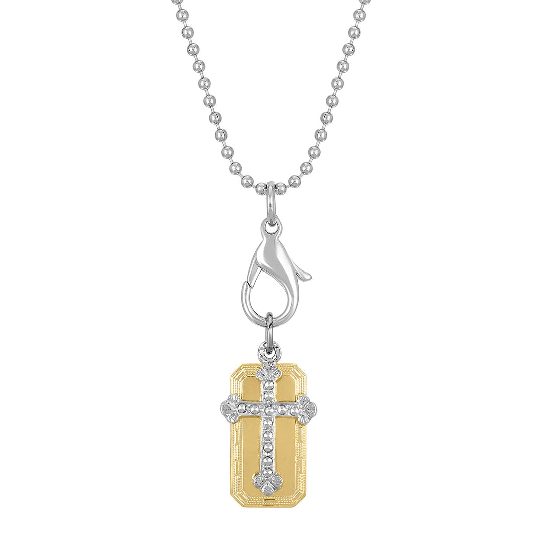 Dog Tag And Cross Charm Pendant Necklace