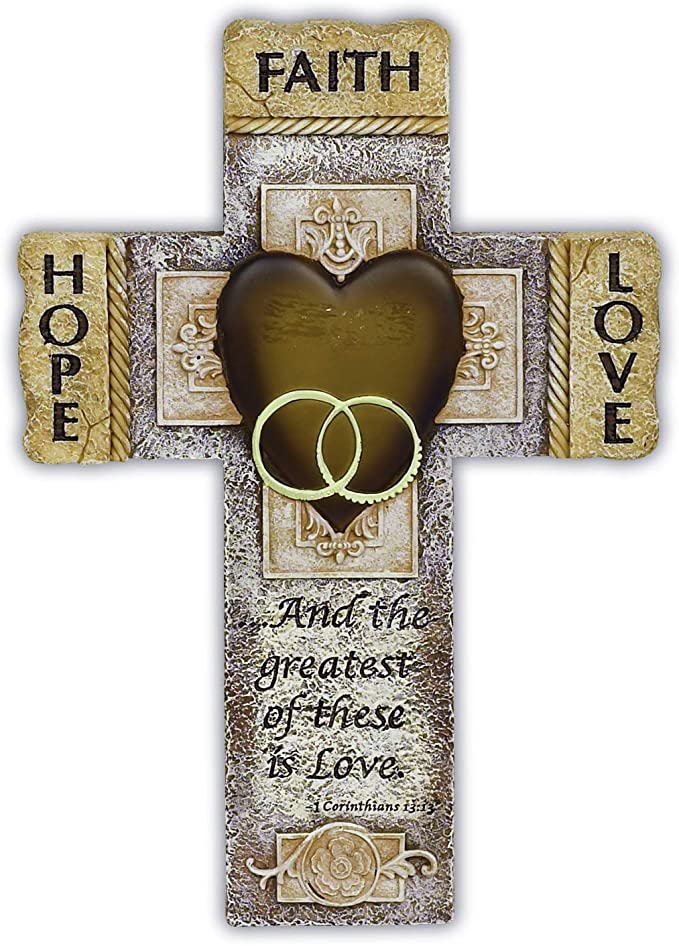 10.5" Faith, Hope, and Love Marriage Wall Cross