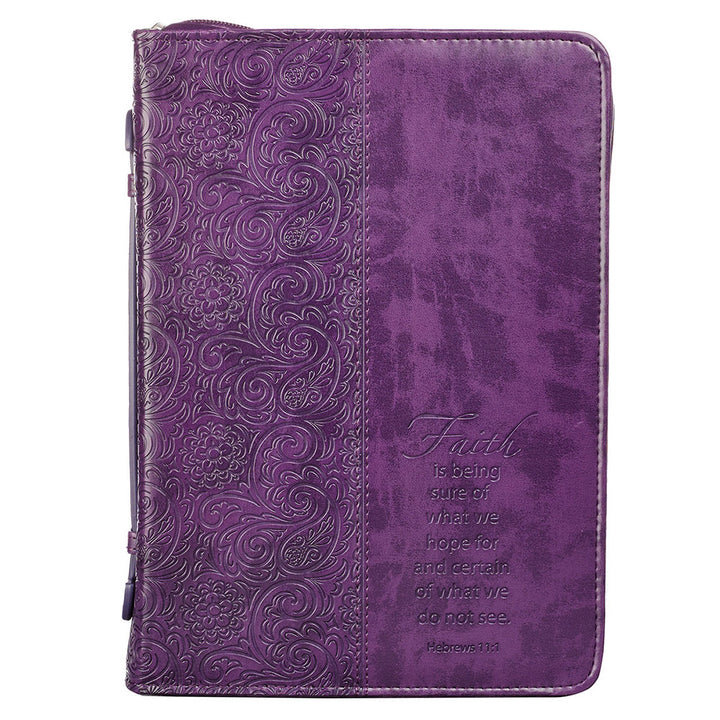 Faith Purple Faux Leather Fashion Bible Cover - Hebrews 11:1