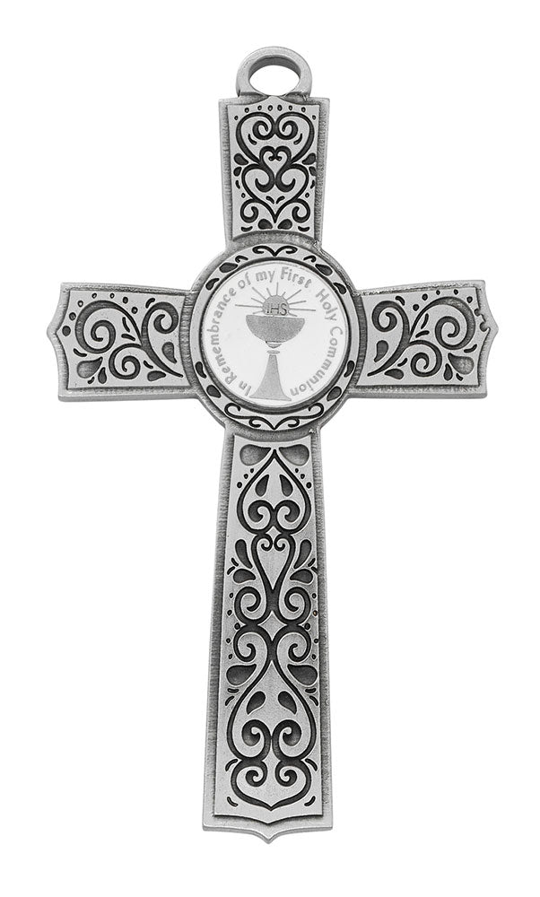 Filigree White First Communion Cross