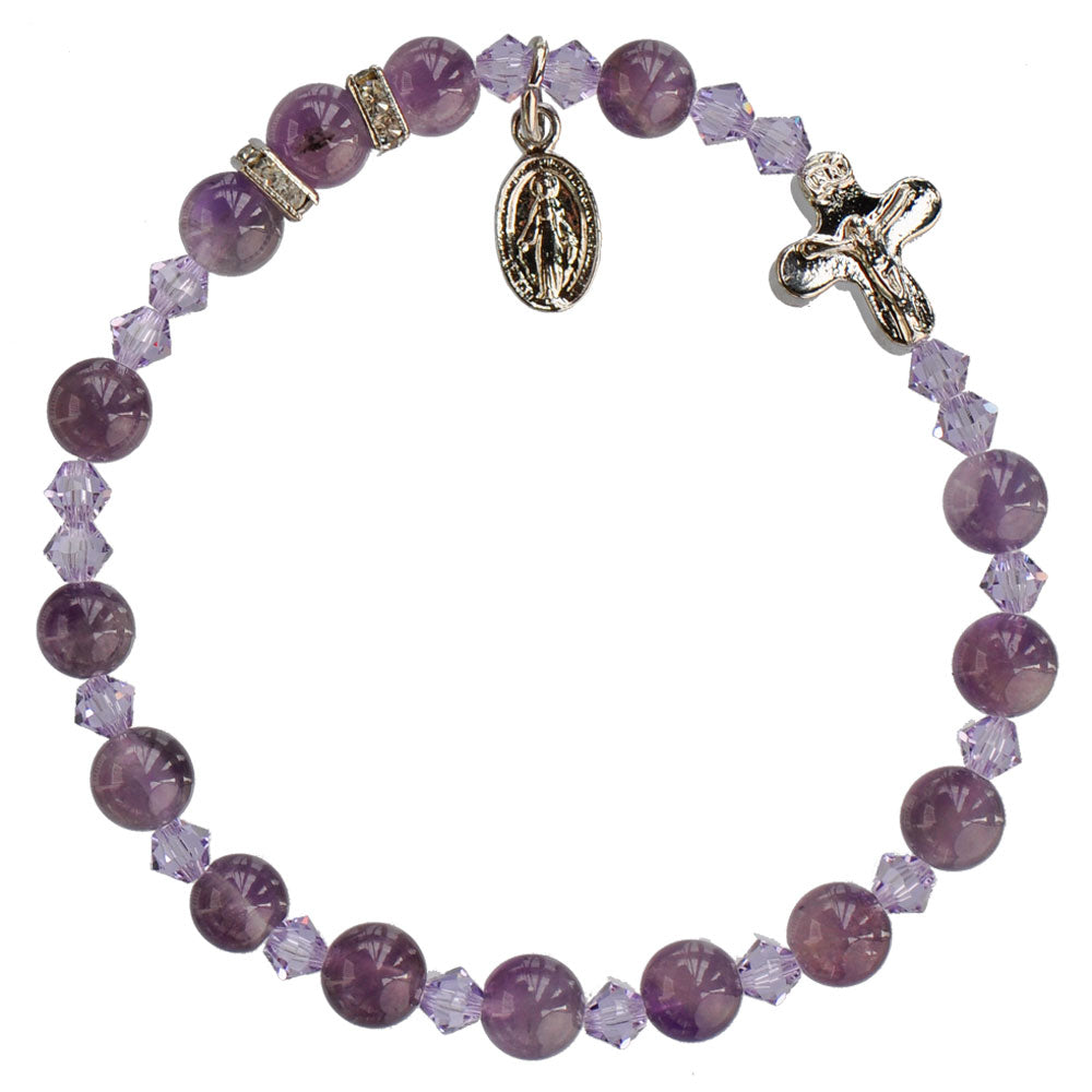 Genuine Amethyst Rosary Bracelet