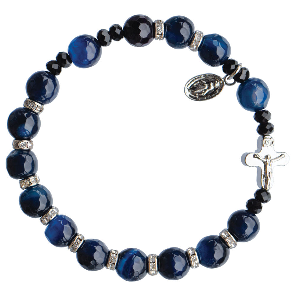 Genuine Blue Agate Rosary Bracelet