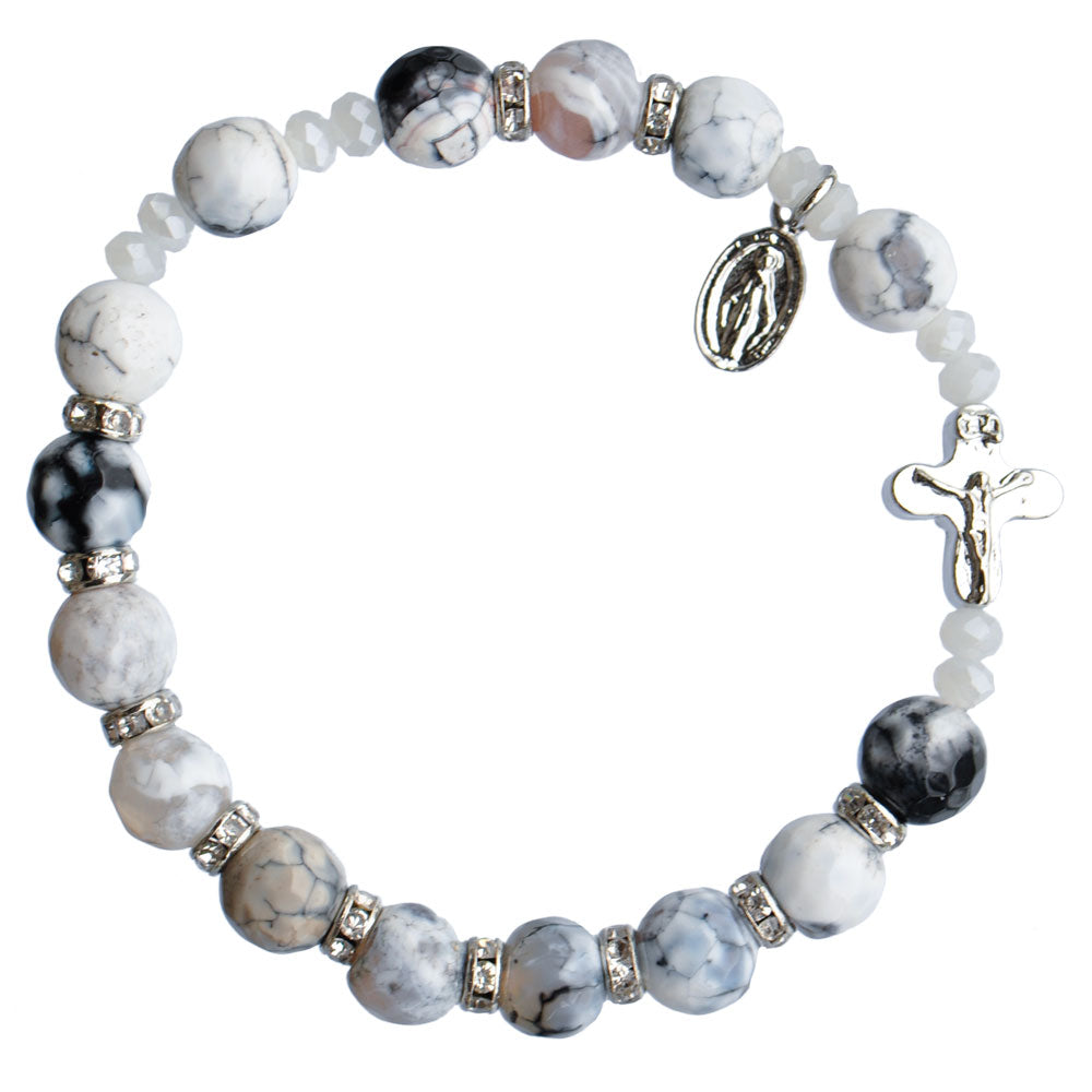 8MM Genuine Howlite Rosary Bracelet