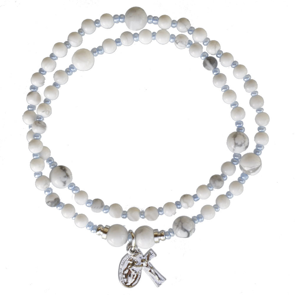 Genuine Howlite Twist Rosary Bracelet