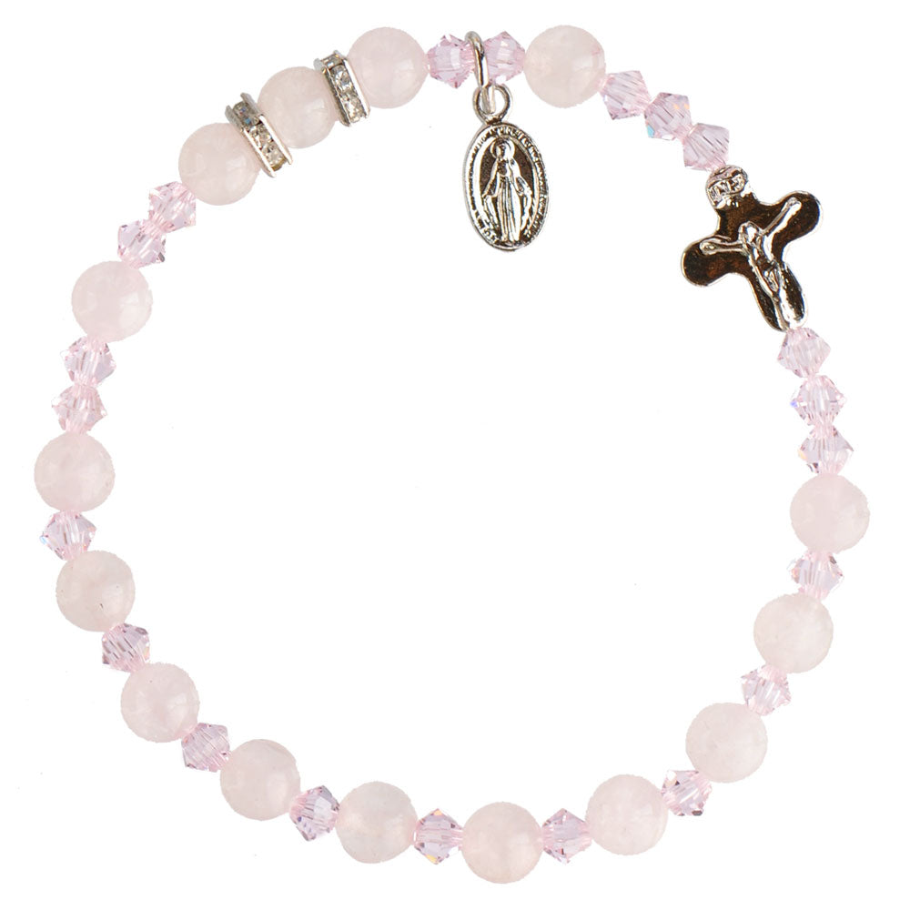 6mm Genuine Rose Quartz Rosary Bracelet