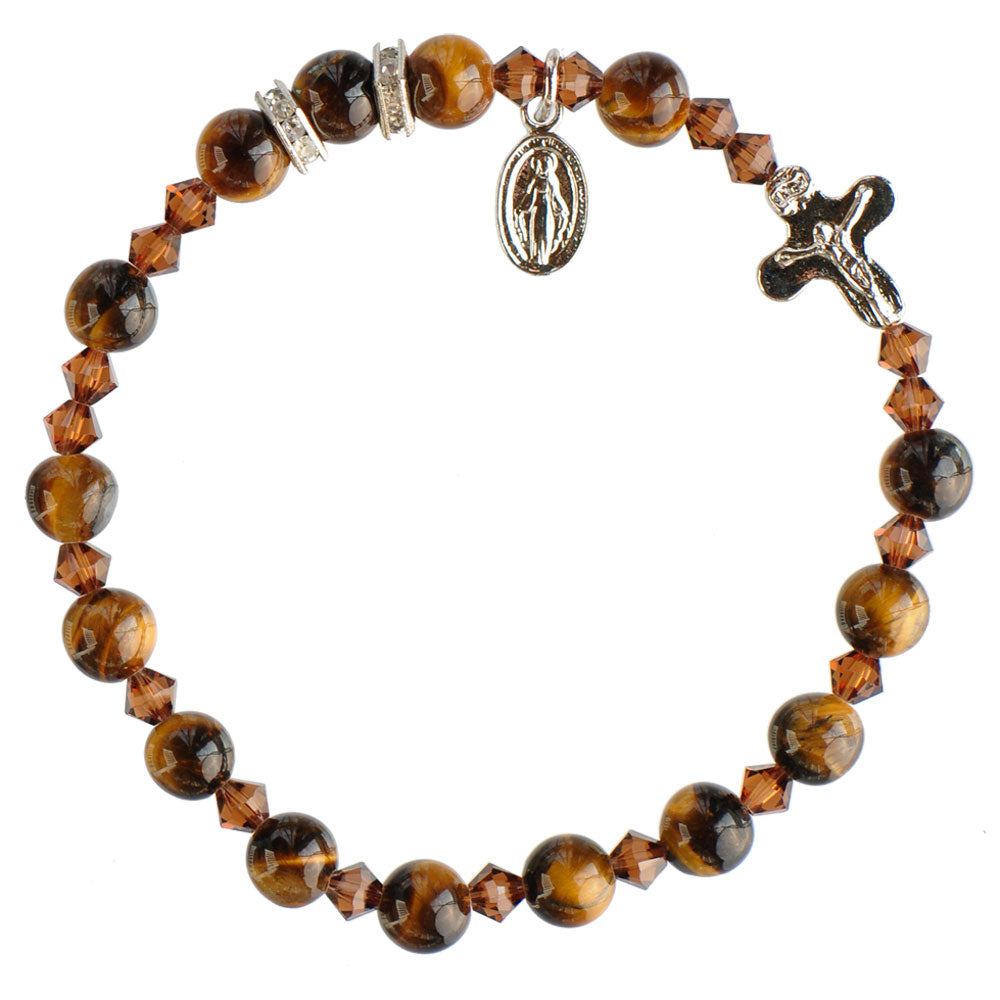 6mm Genuine Tiger Eye Rosary Bracelet