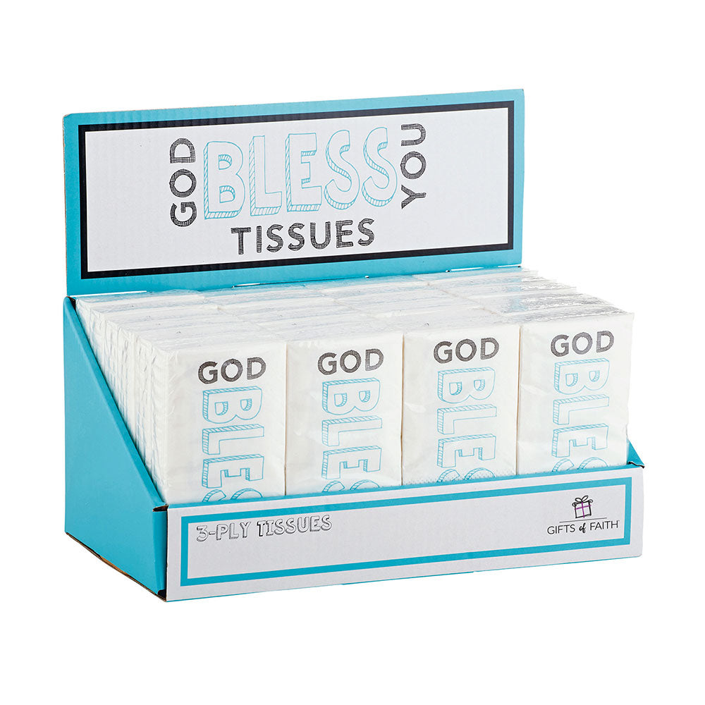 God Bless You Teal Tissues