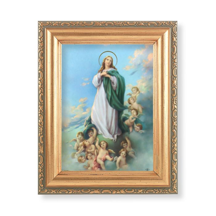 5.5" x 7" Gold Antique Frame with Immaculate Conception Print