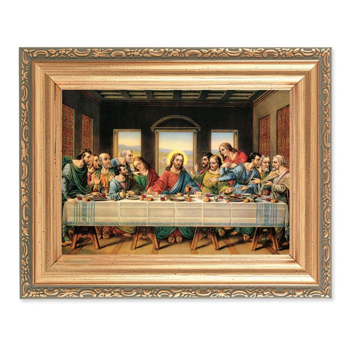 5.5" x 7" Gold Antique Frame with Da Vinci Last Supper Print