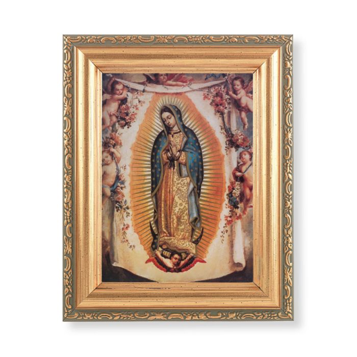 5.5" x 7" Gold Antique Frame with Our Lady of Guadalupe Print