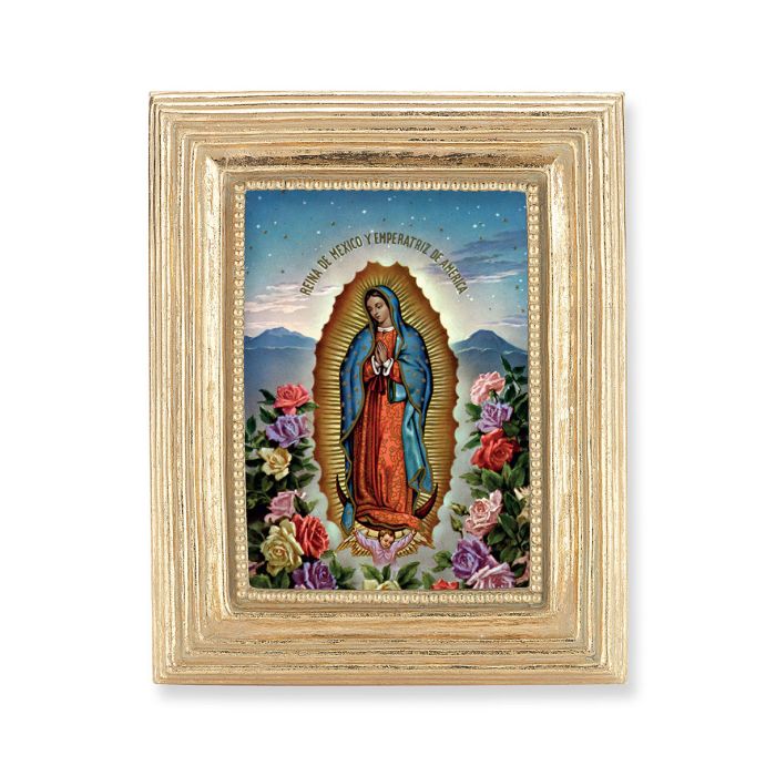 3.75" x 4.5" Gold Frame with Our Lady of Guadalupe Print