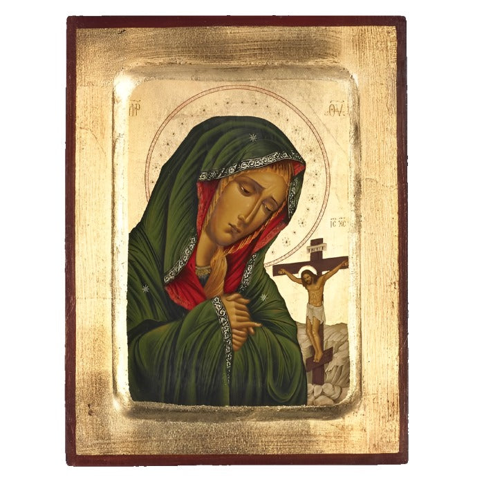 12" Hand-Painted Our Lady of Sorrows Gold Leaf Icon
