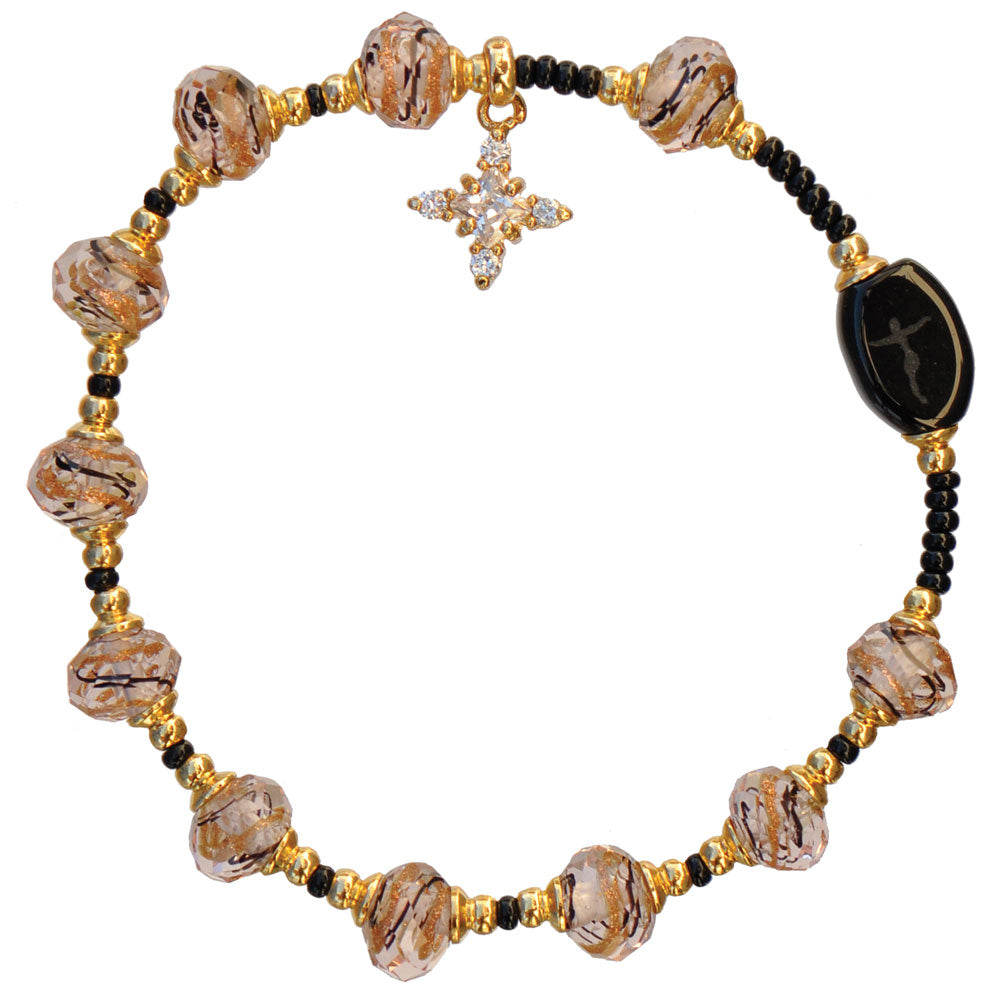 Gold Murano Glass Rosary Bracelet