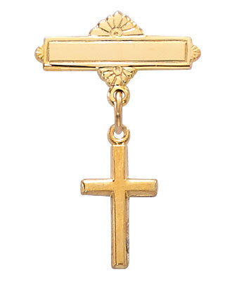 Gold on Sterling Silver Cross Baby Pin